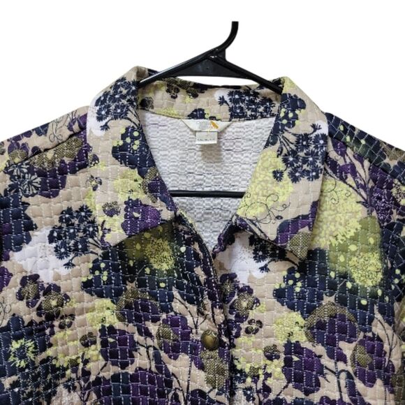 Christopher Banks Purple and Green Floral Quilted Cropped Blazer - NWOT - Picture 7 of 8